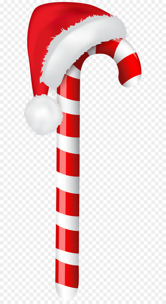 Candy cane Santa Claus Christmas Clip art - Candy Cane with Santa Hat PNG Clip Art Image 