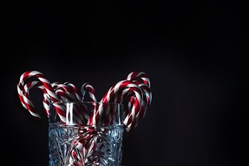 Candy Canes In Crystal Glass
