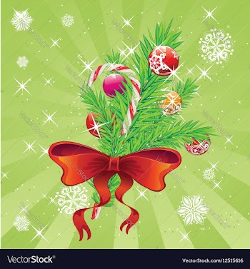 Candy Canes with Bow and Branch3 vector image