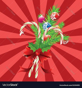 Candy Canes with Bow and Branch5 vector image