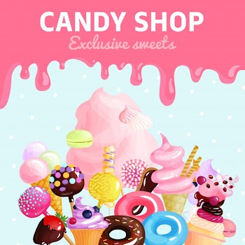 Candy shop poster Free Vector