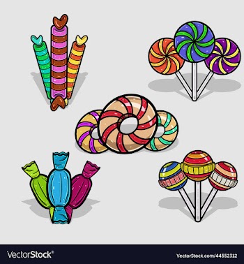 candys cartoon with colorful simple effect