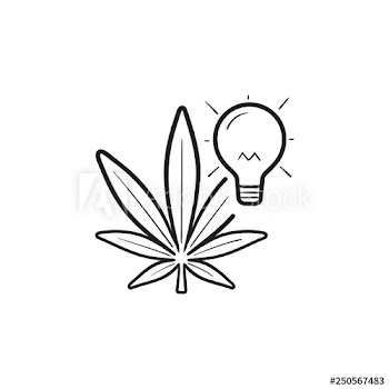 Cannabis and creative idea hand drawn outline doodle icon