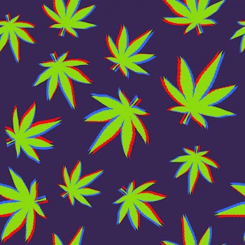 Cannabis leaves pattern with glitch effect Free Vector