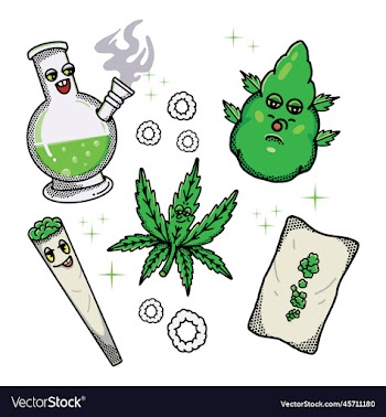 cannabis set cartoon