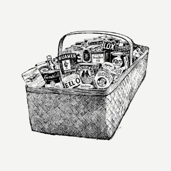 Canned food basket drawing, vintage | Free PSD - rawpixel