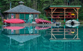 Canoes On Wooden Platform