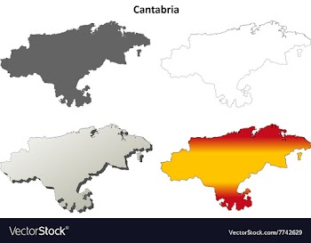Cantabria blank detailed outline map set vector image