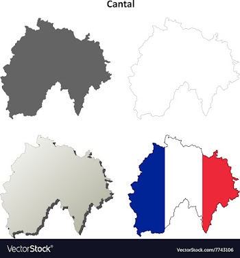 Cantal Auvergne outline map set vector image