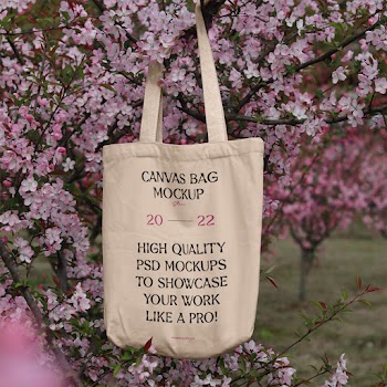 Canvas Bag Hanging on a Tree Mockup