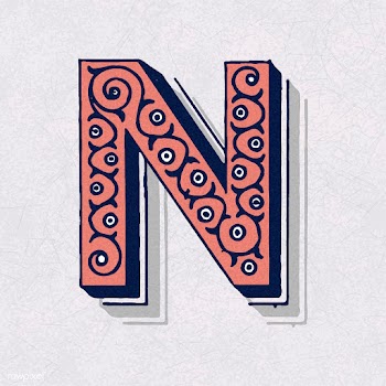 Capital letter N vintage typography style | Free stock vector - 474684