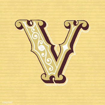 Capital letter V vintage typography style | Free stock vector - 474646