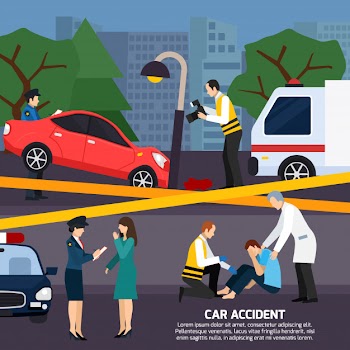 Car accident flat style illustration Free Vector