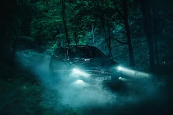 Car at night in the forest - Volkswagen