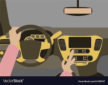 Car inside the driver presses the buttons vector image