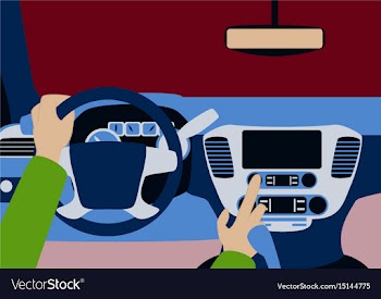 Car inside the driver presses the buttons vector image