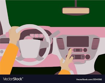 Car inside the driver presses the buttons vector image