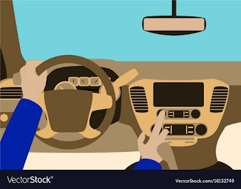 Car inside the driver presses the buttons vector image