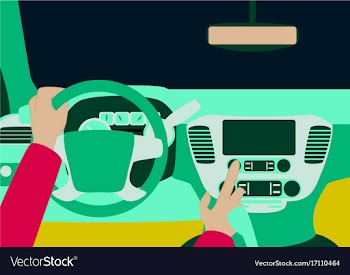 Car inside the driver presses the buttons vector image