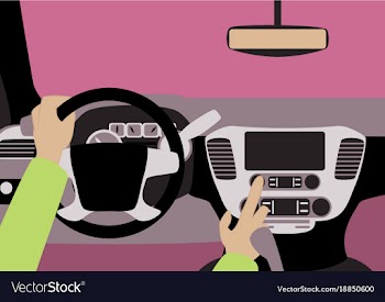 Car inside the driver presses the buttons vector image