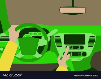 Car inside the driver presses the buttons vector image