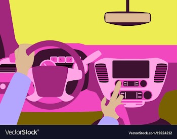 Car inside the driver presses the buttons vector image