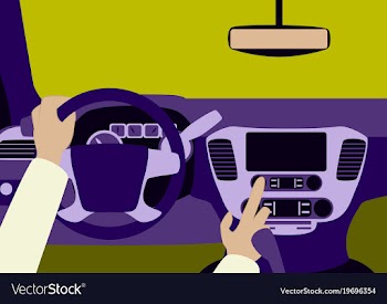 Car inside the driver presses the buttons vector image