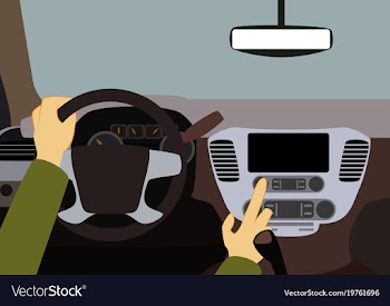 Car inside the driver presses the buttons vector image