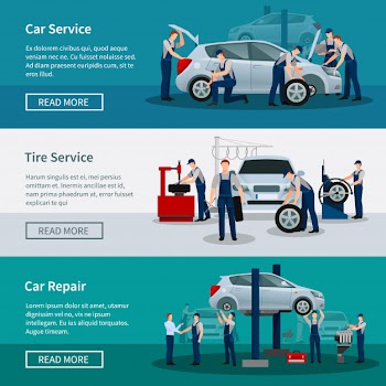 Car repair services banner set Free Vector
