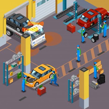 Car service isometric concept Free Vector
