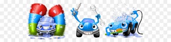 Car wash Icon - Hand-painted blue cartoon car washing process 