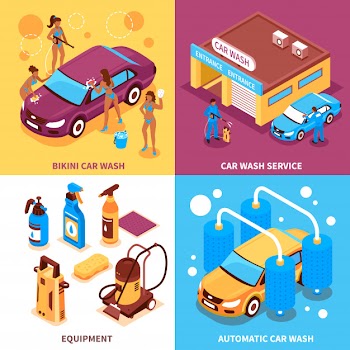 Car wash isometric design concept Free Vector