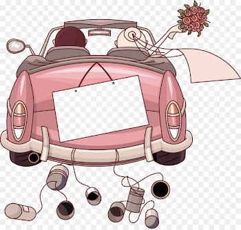 Car Wedding invitation Clip art - Just Married 