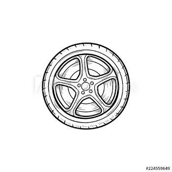Car wheel hand drawn outline doodle icon