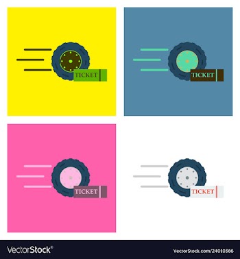 Car wheel icon with ticket vector image