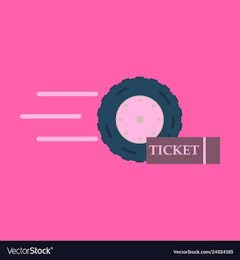 Car wheel icon with ticket vector image