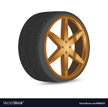 Car wheels gold color style vector image