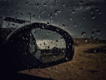 Car Window Panel With Water Droplets