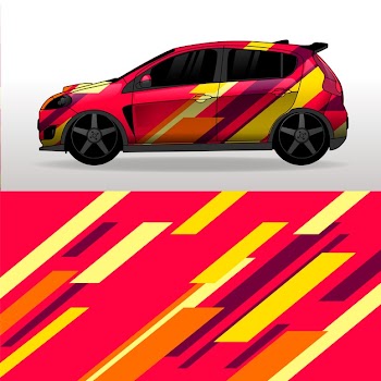 Car wrap colorful design Free Vector
