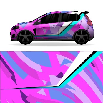 Car wrap geometric design Free Vector