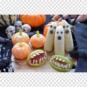 Caramel apple Halloween Food Recipe Snack, paper-cuts for window decoration（ transparent background PNG clipart