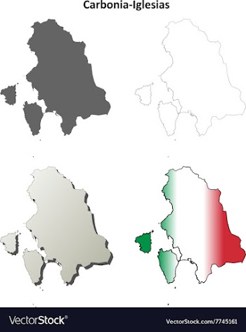 Carbonia-Iglesias blank detailed outline map set vector image
