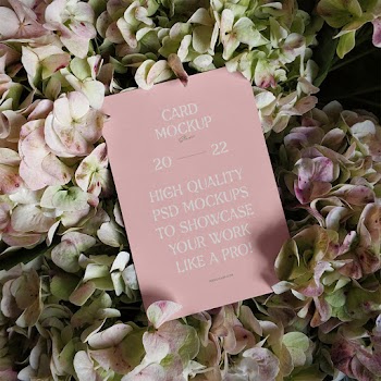 Card Between Flowers Mockup