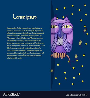 Card for text with an owl on a blue background vector image