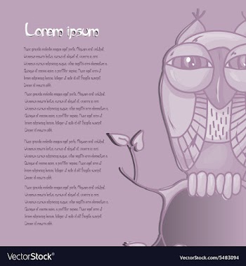 Card for text with an owl on a purple background vector image