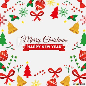 card merry christmas with frame of decoration design