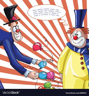 Card with clowns for text vector image