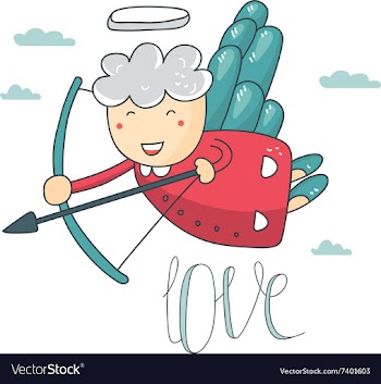 Card with cupid and angel love vector image