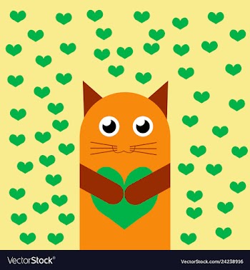 Card with cute cartoon little valentine cat in vector image