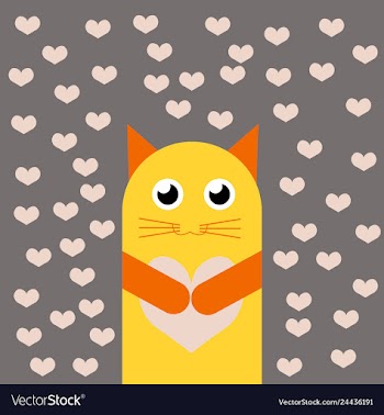 Card with cute cartoon little valentine cat in vector image